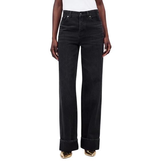 Madewell Low-Slung Baggy Jeans Size 30 Garza Wash Black Wide Leg NWT Cotton - Picture 1 of 11